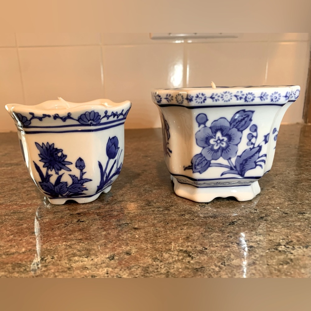 Bombay of China Cobalt Blue & White Candle holders